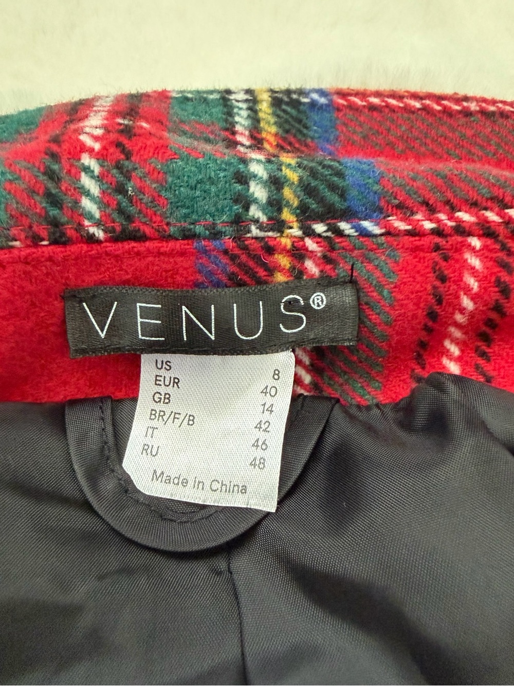 Venus Red Tartan Plaid Fitted Double-Breasted Longline Blazer Jacket - 8 - Picture 10 of 15